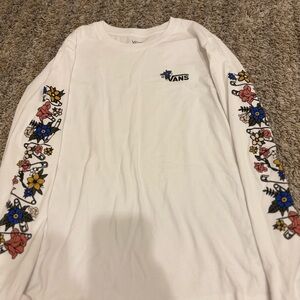 Vans White Long Sleeve Tee with Floral Design
